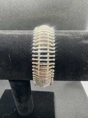 ✨ Trifari Silver Tone Vintage Bracelet – Statement Wide Link ✨